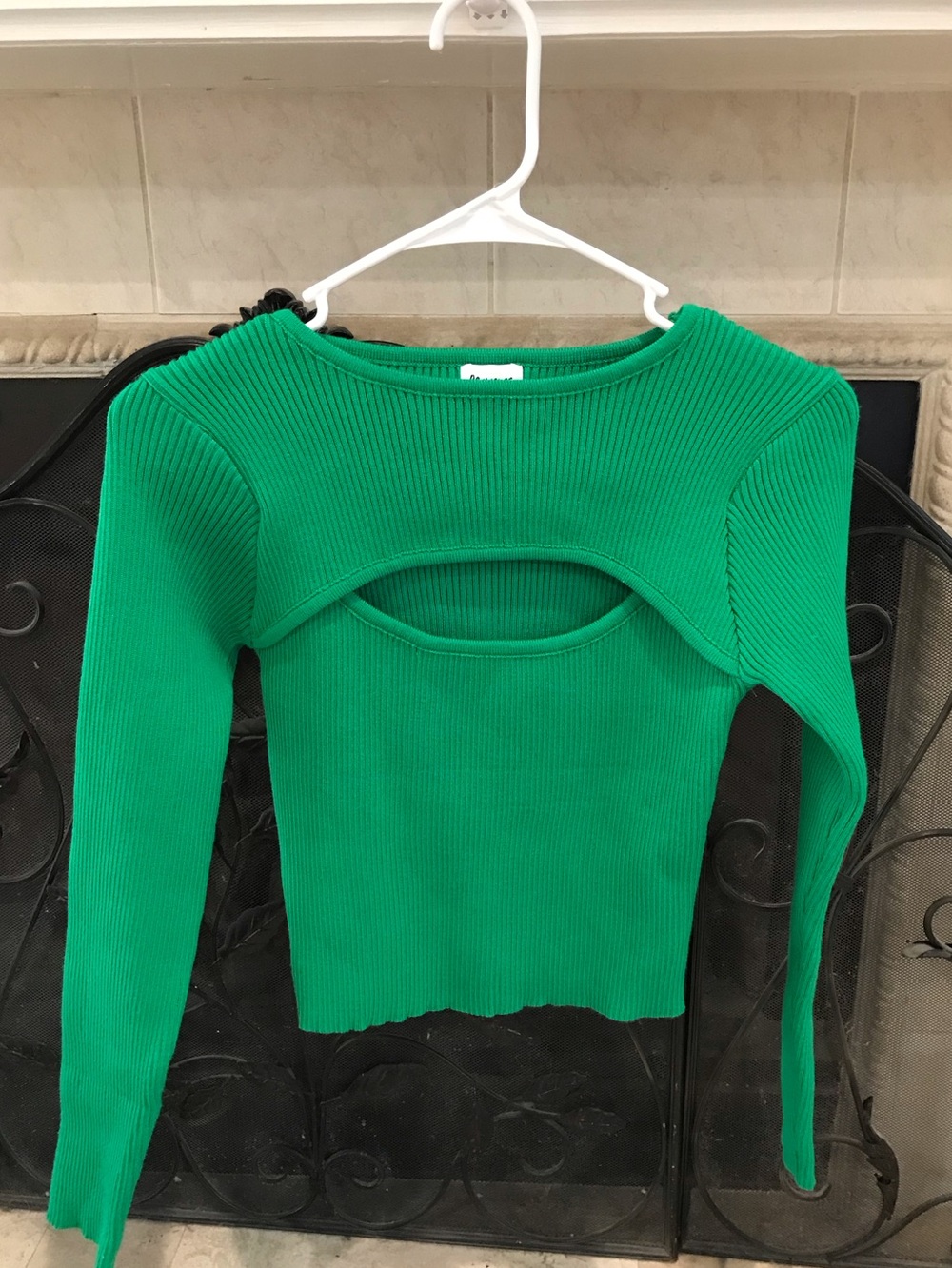 Princess Polly Emerald Ribbed Long-Sleeve Top with Front Cutout